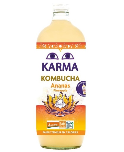 [14803] Karma Kombucha Organic - LARGE BOTTLE Sunset Pineapple X 6 X 1L