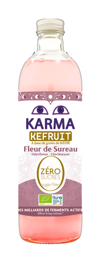 [14809] Karma Kefruit Water Kefir - LARGE BOTTLE Elderflower X 6 X 750ml