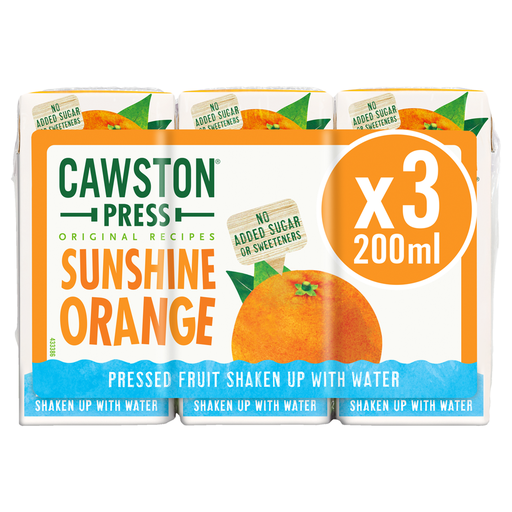 [14927] Cawston Press Kids Fruit Water - Sunshine Orange (3x200ml) X 6 X 600ml