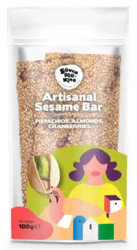 [14866] 7Ate9 Artisanal Sesame Bars - Pistachio Almond X 20 X 100g