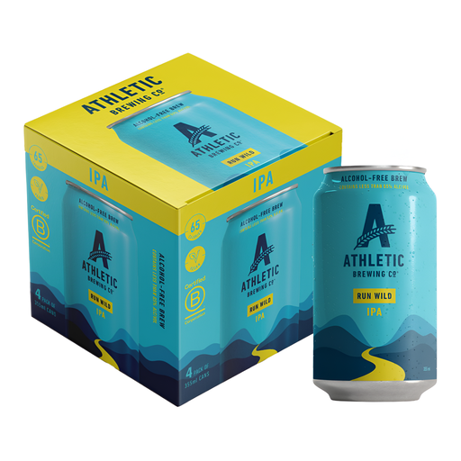 [15001] Athletic Brewing Co Alcohol Free Beer - Run Wild IPA 0.5% ABV X 6 X (4x355ml)