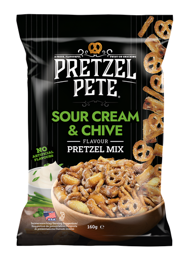 [15042] Pretzel Pete Snacking Pretzels - Mix Sour Cream And Chive X 8 X 160g