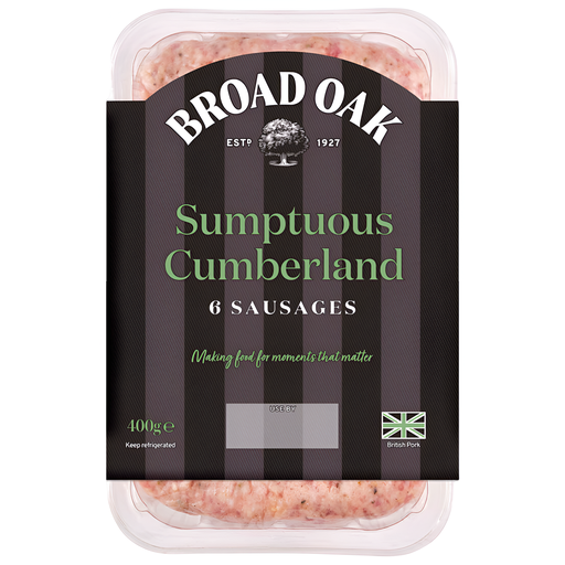 [15108] Broad Oak Pork Sausages - 88% Sumptuous Cumberland 400g