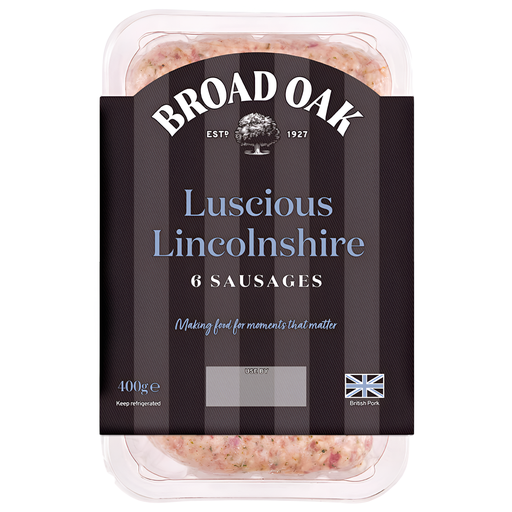 [15109] Broad Oak Pork Sausages - 88% Luscious Lincolnshire 400g