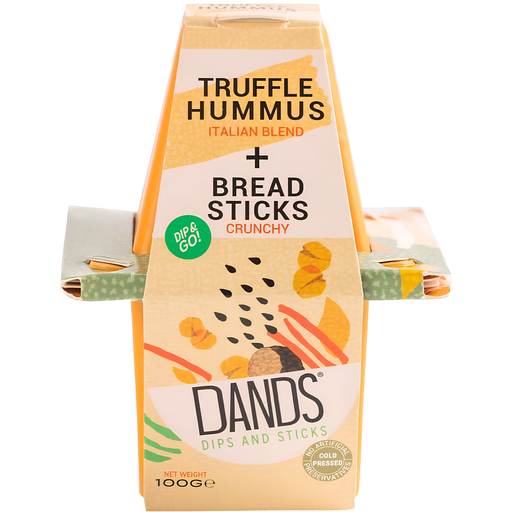 [15123] Dands Dip and Stick Snack Pots - Truffle Hummus & Breadsticks 110g