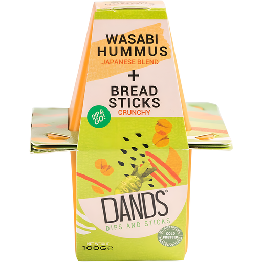 [15125] Dands Dip and Stick Snack Pots - Wasabi Hummus & Breadsticks 110g