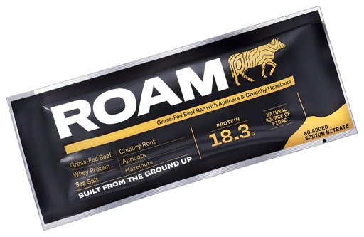 [15238] Roam Foods Grass Fed Beef Bars - Apricot And Hazelnut X 12 X 45g