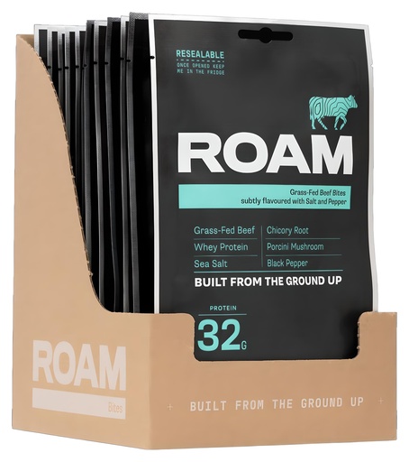 [15244] Roam Foods Grass Fed Beef Bites - Salt And Pepper X 12 X 70g