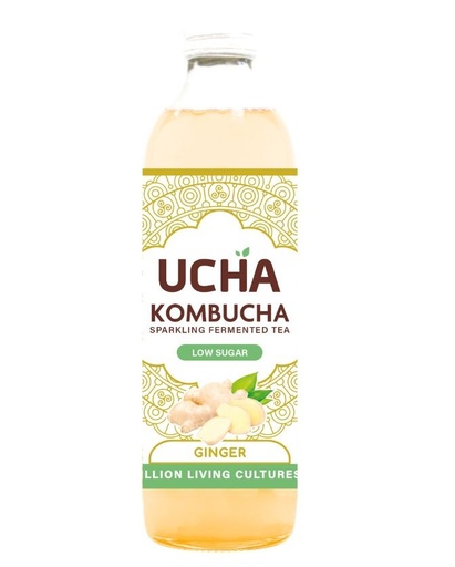 [15277] Ucha Organic Raw Kombucha - BOTTLE Ginger X 12 X 350ml