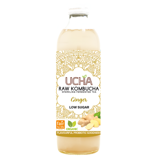 [15277] Ucha Organic Raw Kombucha - BOTTLE Ginger X 12 X 350ml