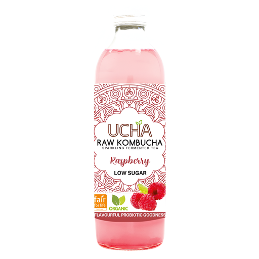 [15278] Ucha Organic Raw Kombucha - BOTTLE Raspberry X 12 X 350ml