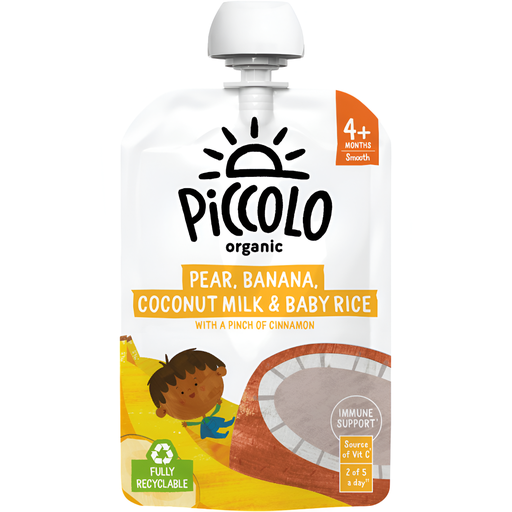 [15389] Piccolo Organic Baby Food Stage 1 - Rice with Pear, Banana and Coconut Milk X 5 X 100g