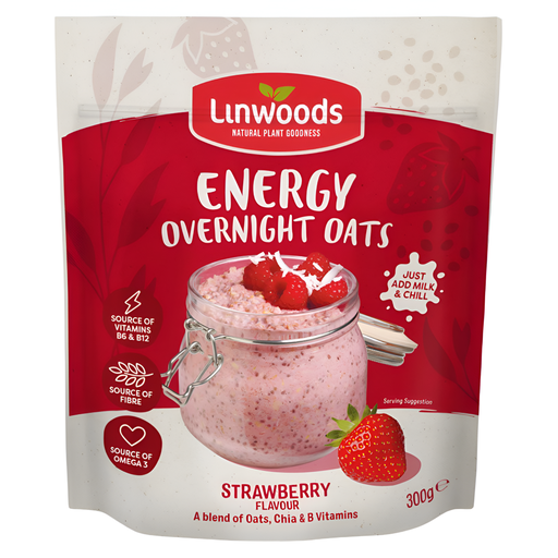 [15462] [10% OFF] Linwoods Overnight Oats - Strawberry Energy 300g