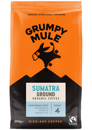 [15431] Grumpy Mule Coffee - GROUND Organic Sumatra X 6 X 200g