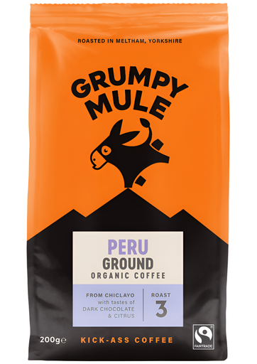 [15432] Grumpy Mule Coffee - GROUND Organic Peru X 6 X 200g