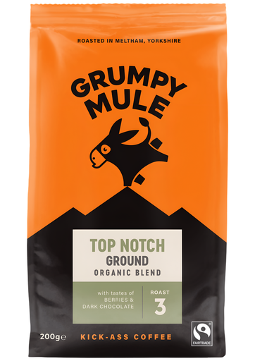 [15437] Grumpy Mule Coffee - GROUND Organic Top Notch Blend X 6 X 200g