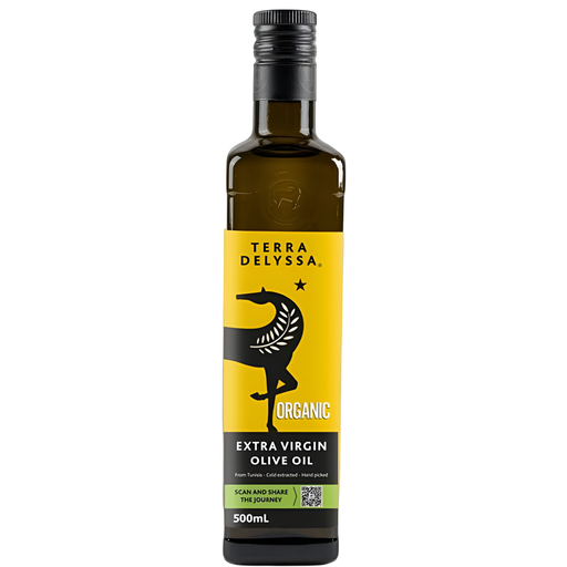[15470] Terra Delyssa Organic Olive Oil - MEDIUM BOTTLE Extra Virgin X 6 X 500ml