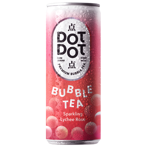 [15481] Dot Dot Low Sugar Bubble Tea - CAN Sparkling Lychee Rose X 12 X 250ml