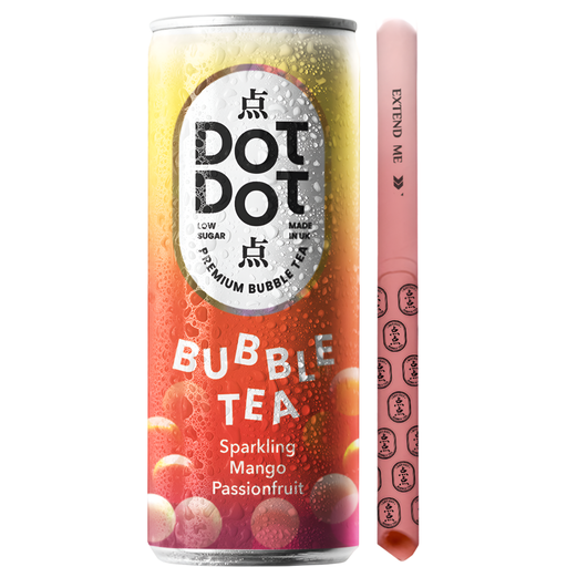 [15482] Dot Dot Low Sugar Bubble Tea - CAN Sparkling Mango Passionfruit X 12 X 250ml