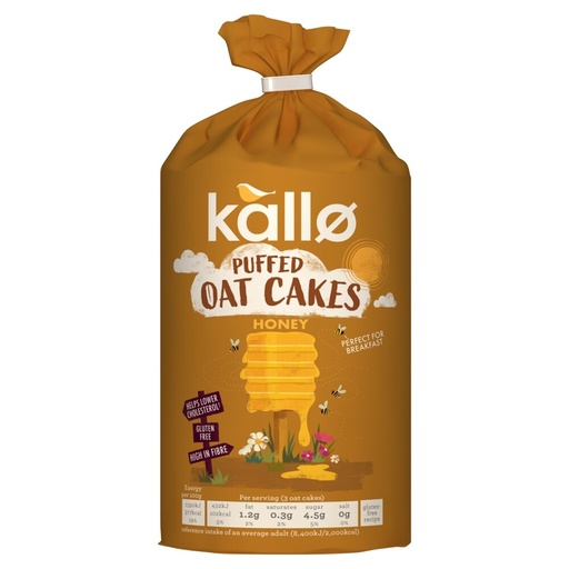 [15515] Kallo Puffed Oat Cakes - Honey X 6 X 118g