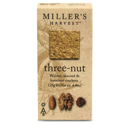 [15600] Millers Harvest Crackers - Three Nut X 6 X 125g