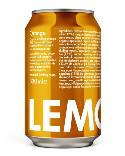 [15632] Lemonaid Organic Sparkling Soft Drink - CAN Orange X 12 X 330ml