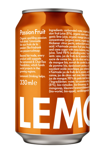 [15633] Lemonaid Organic Sparkling Soft Drink - CAN Passion Fruit X 12 X 330ml