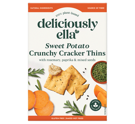 [15677] Deliciously Ella Gluten Free Crackers - Crunchy Sweet Potato Thins X 6 X 100g