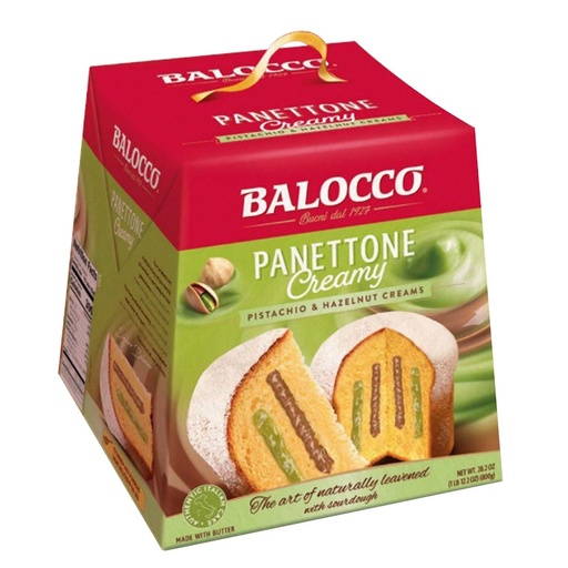[15628] Balocco Cake XMAS - LARGE Panettone with Pistachio and Hazelnut Cream 800g