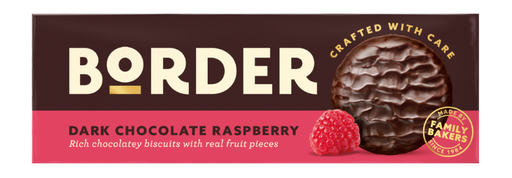 [15748] Border Biscuits - Dark Chocolate Raspberry X 14 X 150g