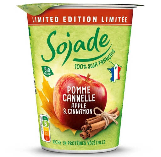 [15770] Sojade Organic Dairy Free Yoghurts - Limited Edition Apple and Cinnamon 400g