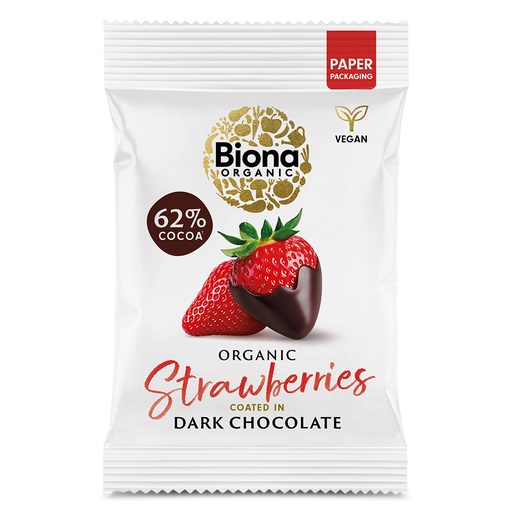 [15801] Biona Organic Coated Fruits - Dark Chocolate Strawberries X 10 X 45g
