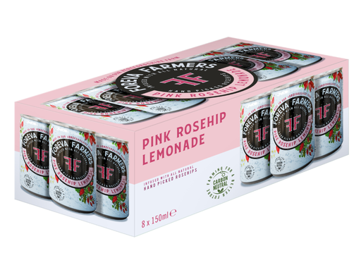[15838] Foreva Farmers Soft Drink - CAN Pink Rosehip Lemonade X 8 X 150ml