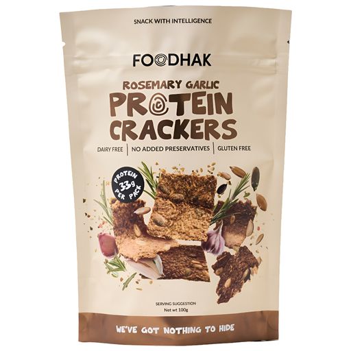 [15886] [10% OFF] Foodhak Gluten Free Protein Crackers - Rosemary Garlic 100g