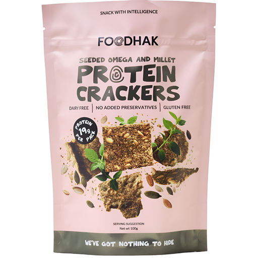 [15887] Foodhak Gluten Free Protein Crackers - Seeded Omega and Millet 100g
