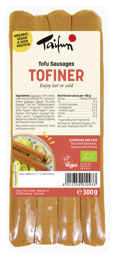 [15915] [PRODUCTION ISSUE] Taifun Organic Tofu Sausages - Tofiner 300g