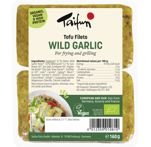 [15917] [SUPPLIER ISSUE] Taifun Organic Tofu Block - Filets Wild Garlic 160g