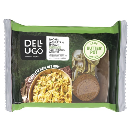 [16050] Dell Ugo Fresh Filled Pasta - Tortelloni Smoked Pancetta and Spinach with Sage Butter 300g