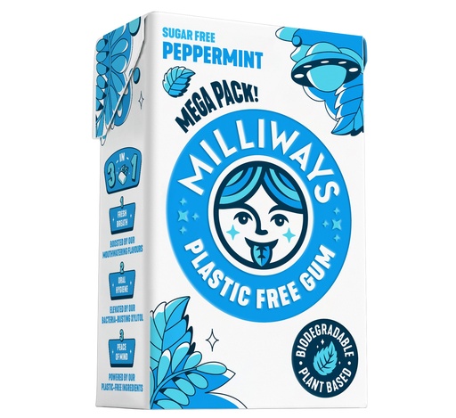 [16088] Milliways Plastic Free Gum - LARGE Peppermint X 10 X 60g