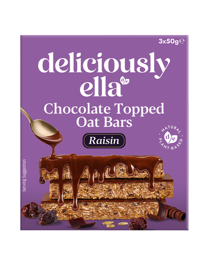 [16205] Deliciously Ella Oat Bar - MPK Chocolate Topped Raisin X 10 X (3x 50g)
