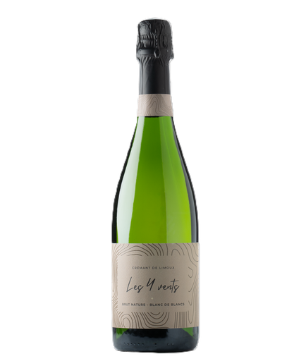 [16242] Les 4 Vents Sparkling White Wine - Brut Nature Blanc de Blancs Cremant De Limoux  Chardonnay Chenin Blanc Limoux 12% ABV FRANCE X 6 X 750ml