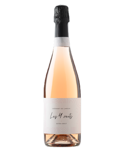 [16243] Les 4 Vents Sparkling Rose Wine - Extra Brut Cremant De Limoux Chardonnay, Chenin, Pinot Noir NV 12% ABV FRANCE X 6 X 750ml