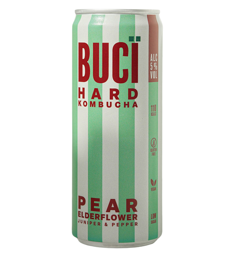 [16326] Buci Hard Kombucha - CAN Pear and Elderflower 5% ABV X 12 X 330ml