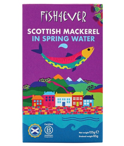 [16458] Fish 4 Ever Scottish Mackerel - Fillets in Spring Water X 10 X 125g