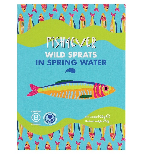 [16459] Fish 4 Ever Wild Sprats - Whole in Spring Water X 12 X 105g