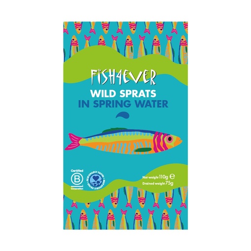 [16459] Fish 4 Ever Wild Sprats - Whole in Spring Water X 12 X 110g