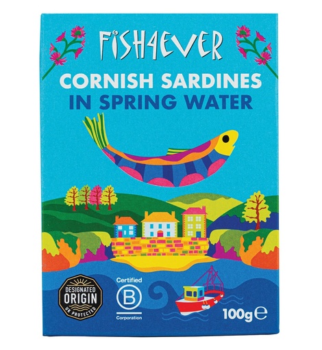 [16460] Fish 4 Ever Cornish Sardines - Whole in Spring Water X 12 X 100g