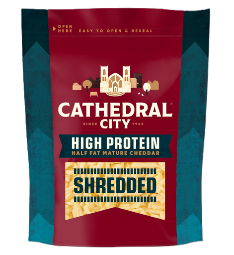 [16503] Cathedral City Shredded Cheddar Block - High Protein Half Fat Mature 180g