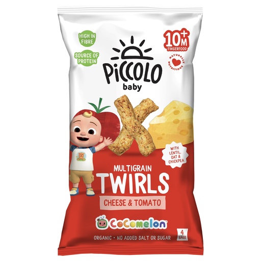 [16544] Piccolo Organic Baby Snacks - Cheese and Tomato Twirls Multigrain Puffs X 5 X (4x15g)