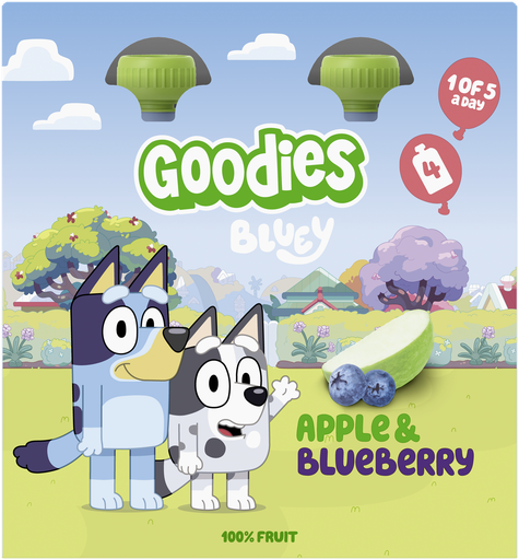 [16579] Goodies X Bluey Kids Fruit Smoothie - MPK POUCH Apple and Blueberry X 3 X (4x100g)